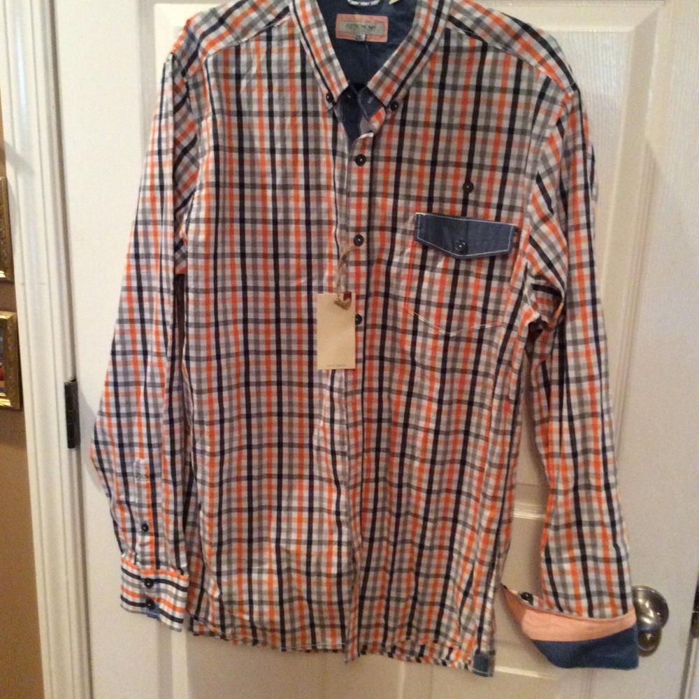 Astronomy plaid button down shirt